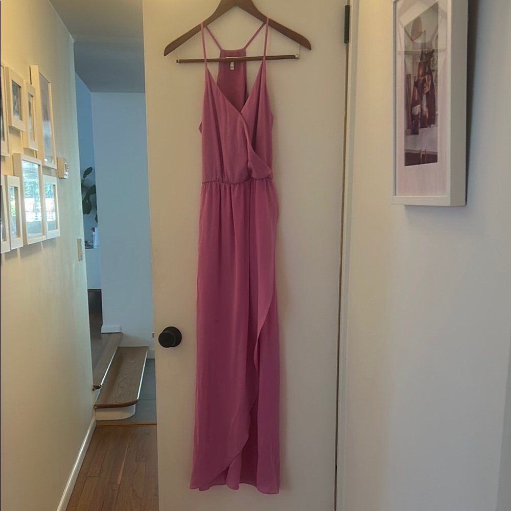 Soft Joie Pink Ruched Maxi Dress Spaghetti Strap